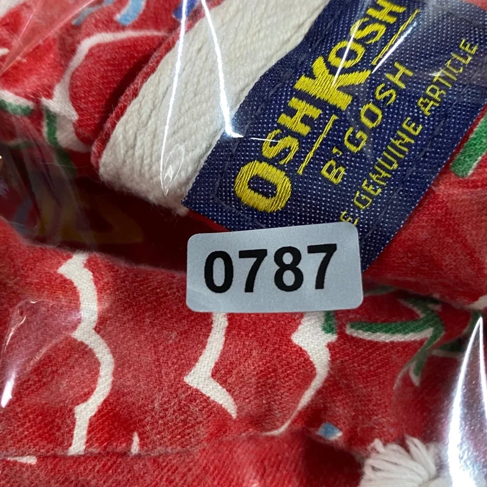 Vintage OshKosh Bgosh Red Nautical Sailboat Tropical Shortalls 12M Made in USA